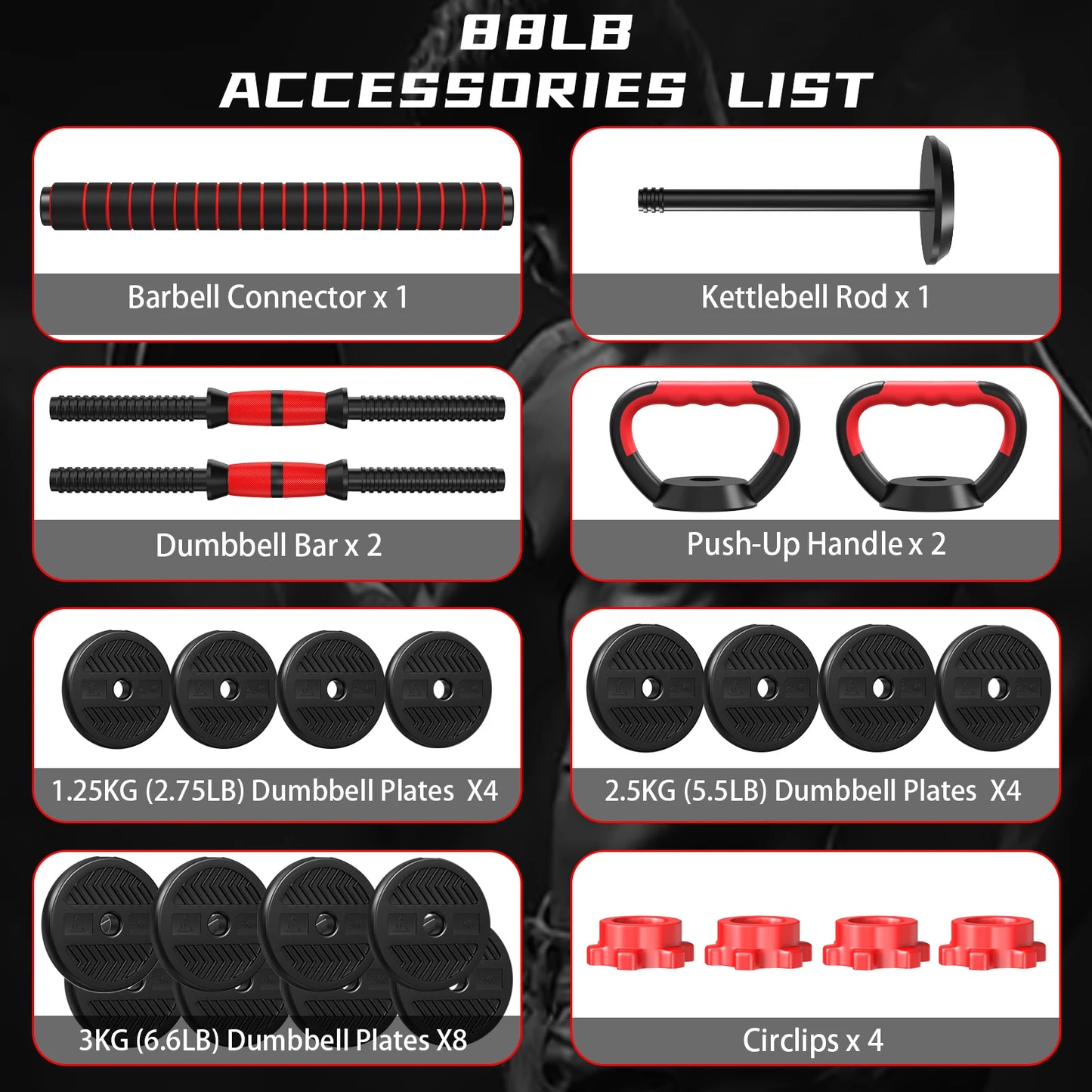 4-in-1 Adjustable Weight Dumbbell Set