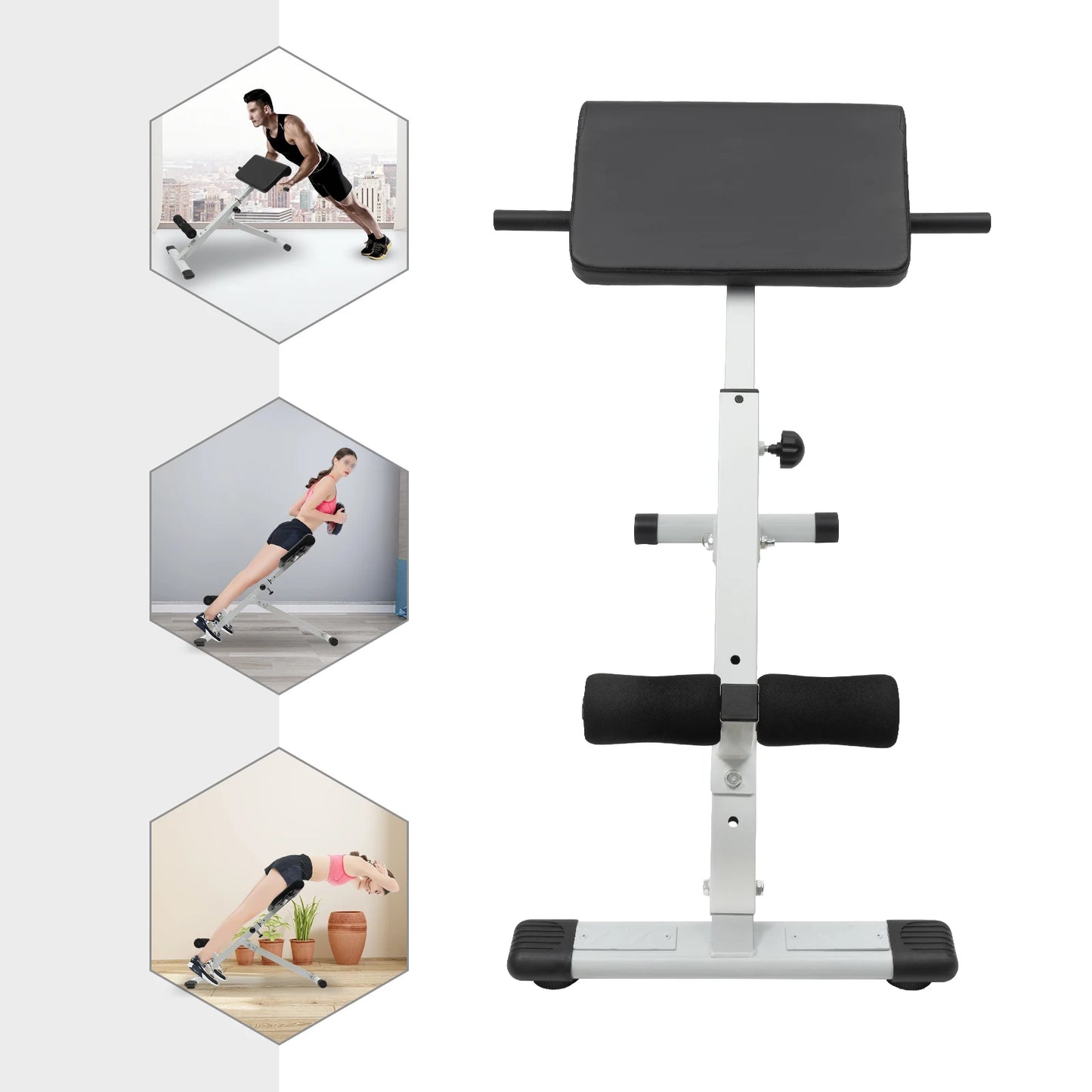 White Versatile Roman Stool Fitness Bench t for Core Strength, Abs & Back Muscle