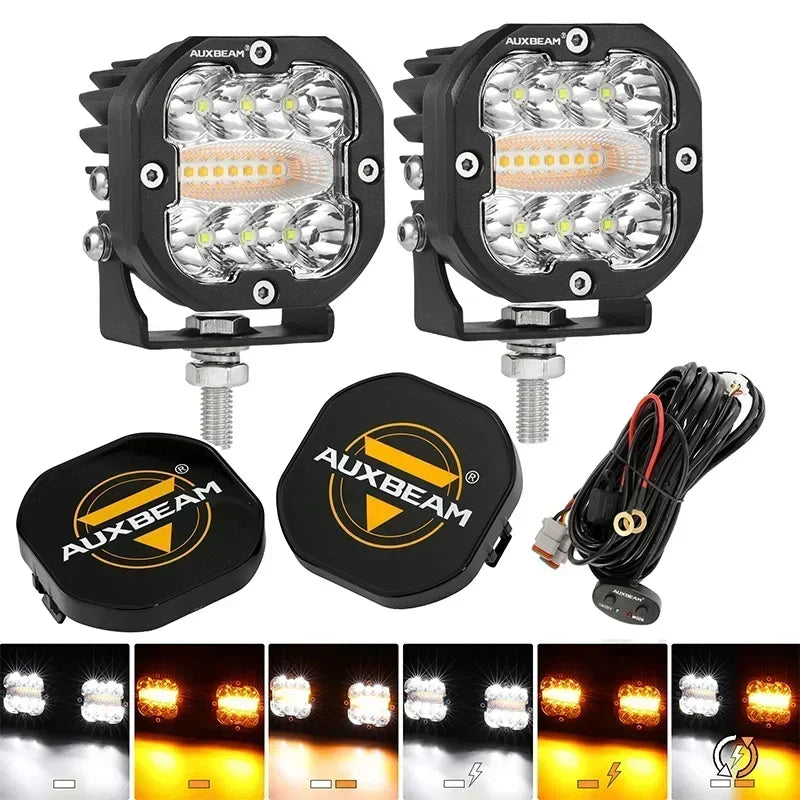 96W 3 inch LED Work Light Driving Fog Lamp Light Pod with Memory Function 6 Modes for Offroad
