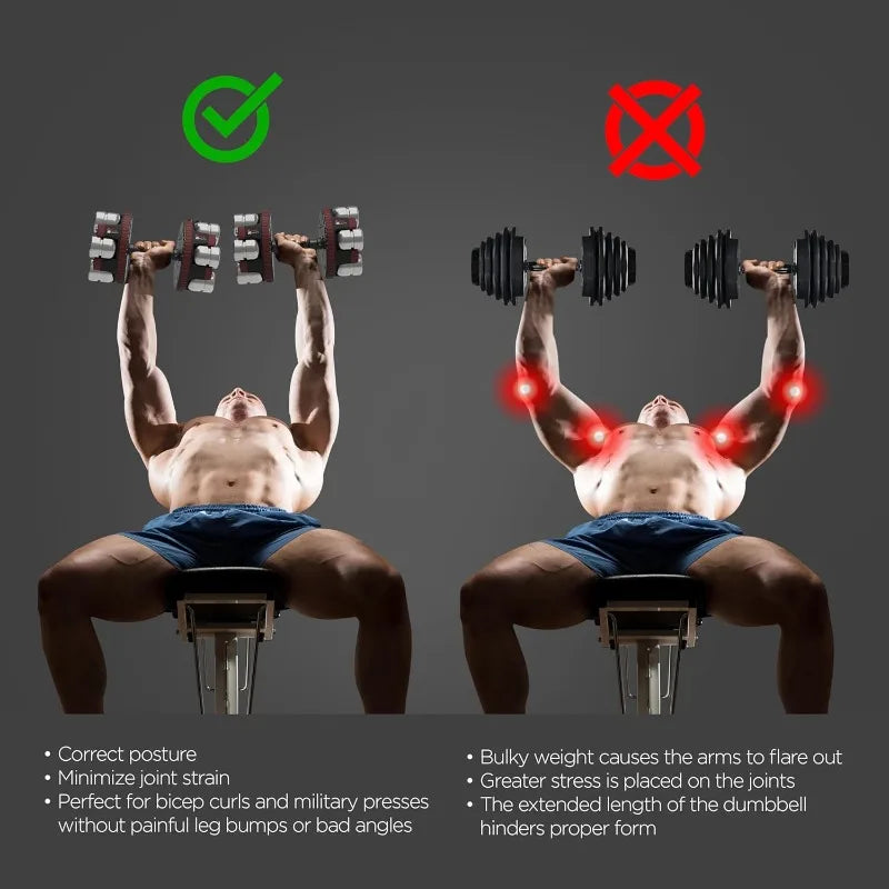 Adjustable Dumbbells 10-45 Pounds, 3 lbs increments