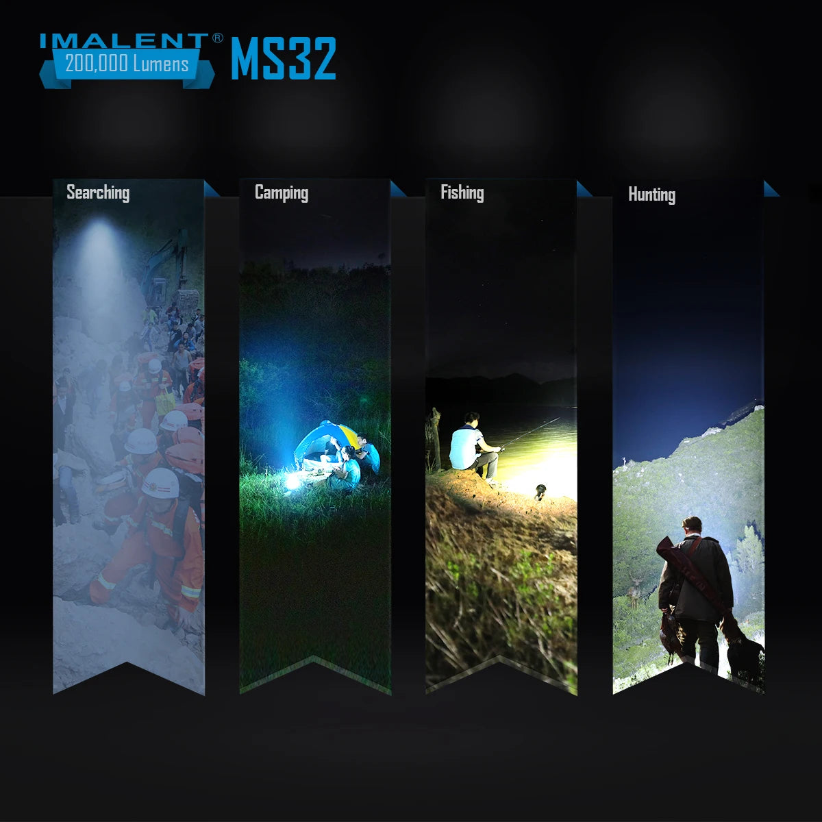 200000 Lumen Flashlight Range 1618m High Power Rechargeable Professional Searchlight