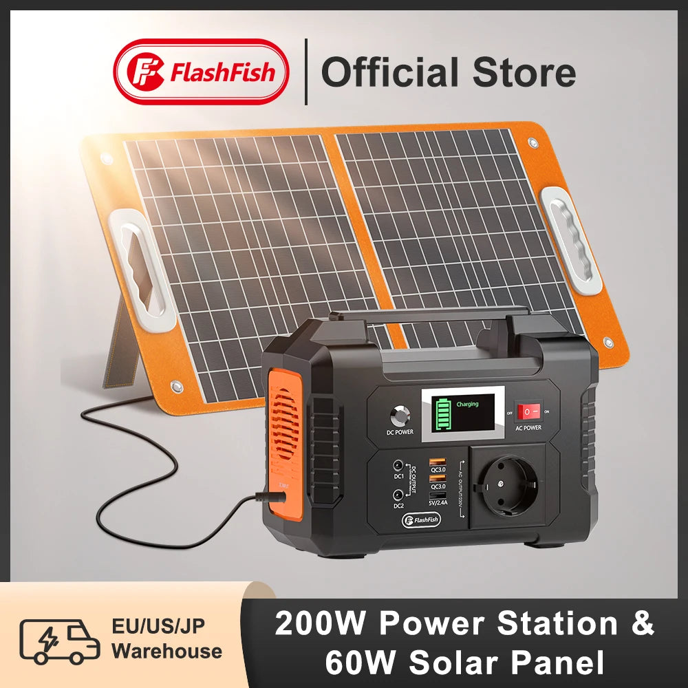 Portable Power Station 200W 151Wh Solar Generator with Solar Panel 50W Battery Cell Complete Kit Set Series