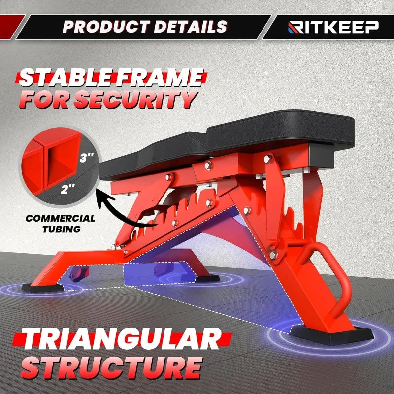 1300lbs Heavy Duty Weight Bench, Adjustable Workout Strength Training