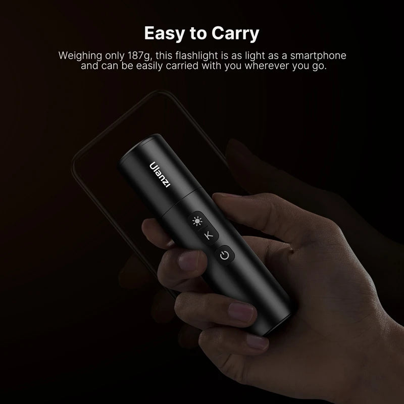 Videography Flashlight 2000-8000K Dimmable Brightness Outdoor Photography Light with Type-C Charging Waterproof