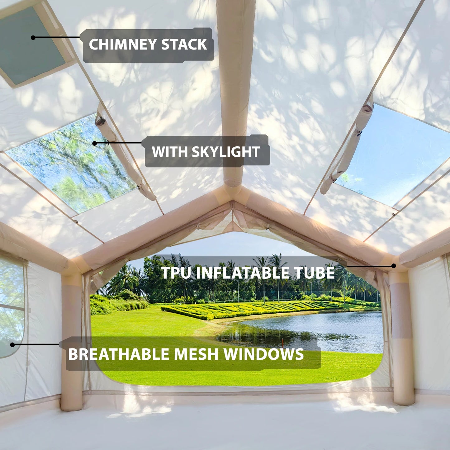 Inflatable Tent for Camping - 6-8 Person Ultra-Quick Setup80.73 Square Feet 4 Season with Stove