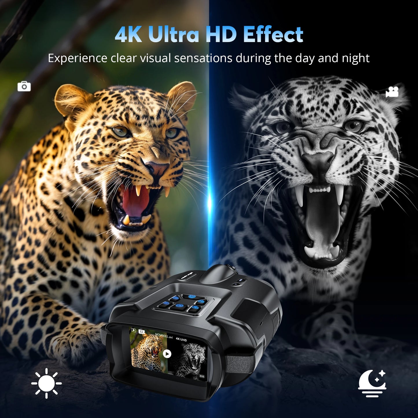 USB Rechargeable Binoculars Full Dark 600m HD 8X Digital Zoom 4K Infrared Tactical Telescope