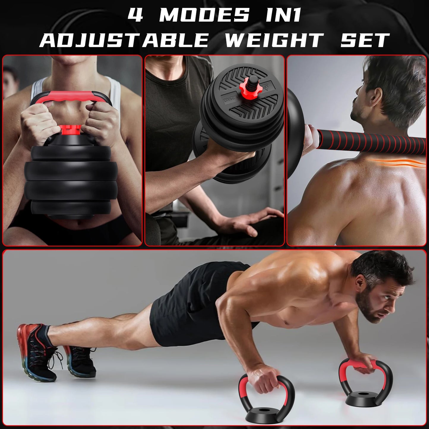 4-in-1 Adjustable Weight Dumbbell Set