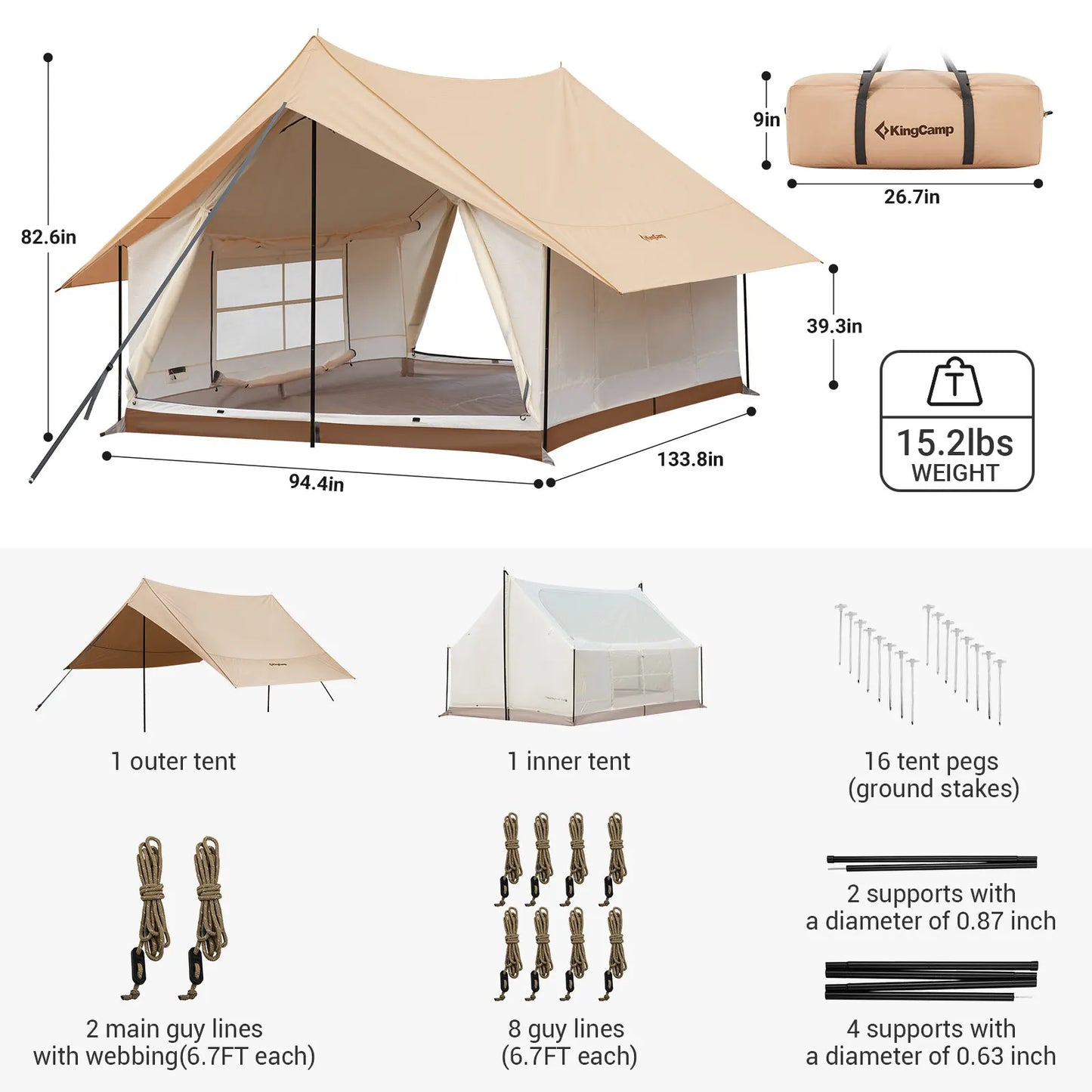 Camping Mesh Tent Function 2-in-1 Double Story House Huge Interior Space