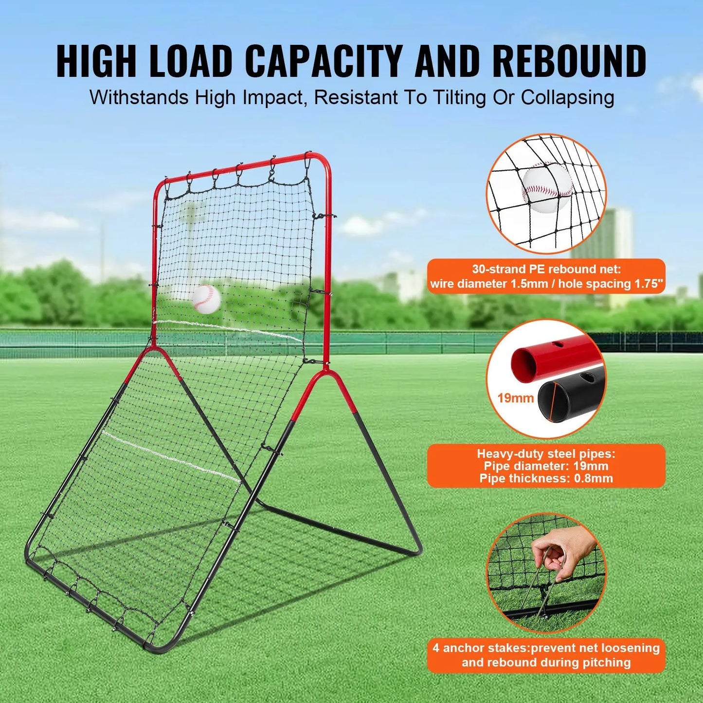 3x4.5 ft PitchBack Baseball And Softball Rebounder Net