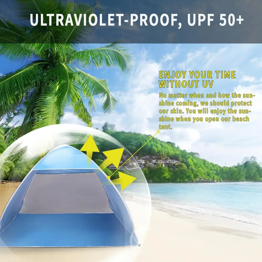 Pop-Up Beach Tent for 2-3 People Portable Blue