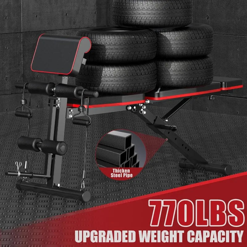 Workout Bench Press for Home Gym, Foldable Incline Decline Sit up