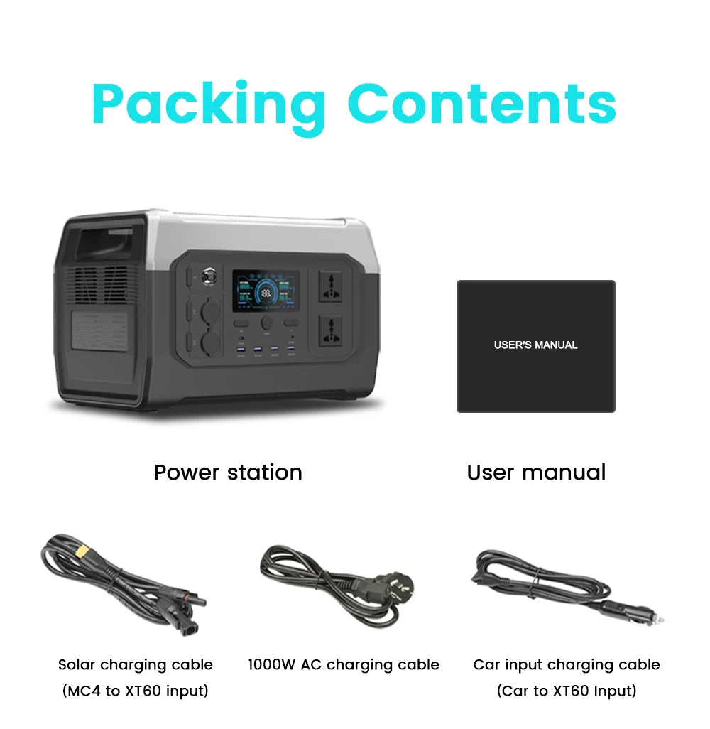 1800W Portable Power Station Outdoor Lifepo4 Battery UPS Function Pure Sine Wave Solar Generator Battery Emergency Power Supply