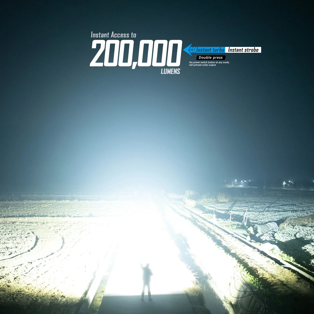 200000 Lumen Flashlight Range 1618m High Power Rechargeable Professional Searchlight