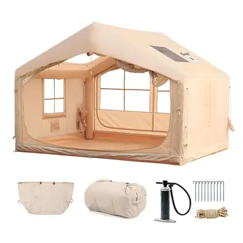 Inflatable Tent for Camping - 6-8 Person Ultra-Quick Setup80.73 Square Feet 4 Season with Stove