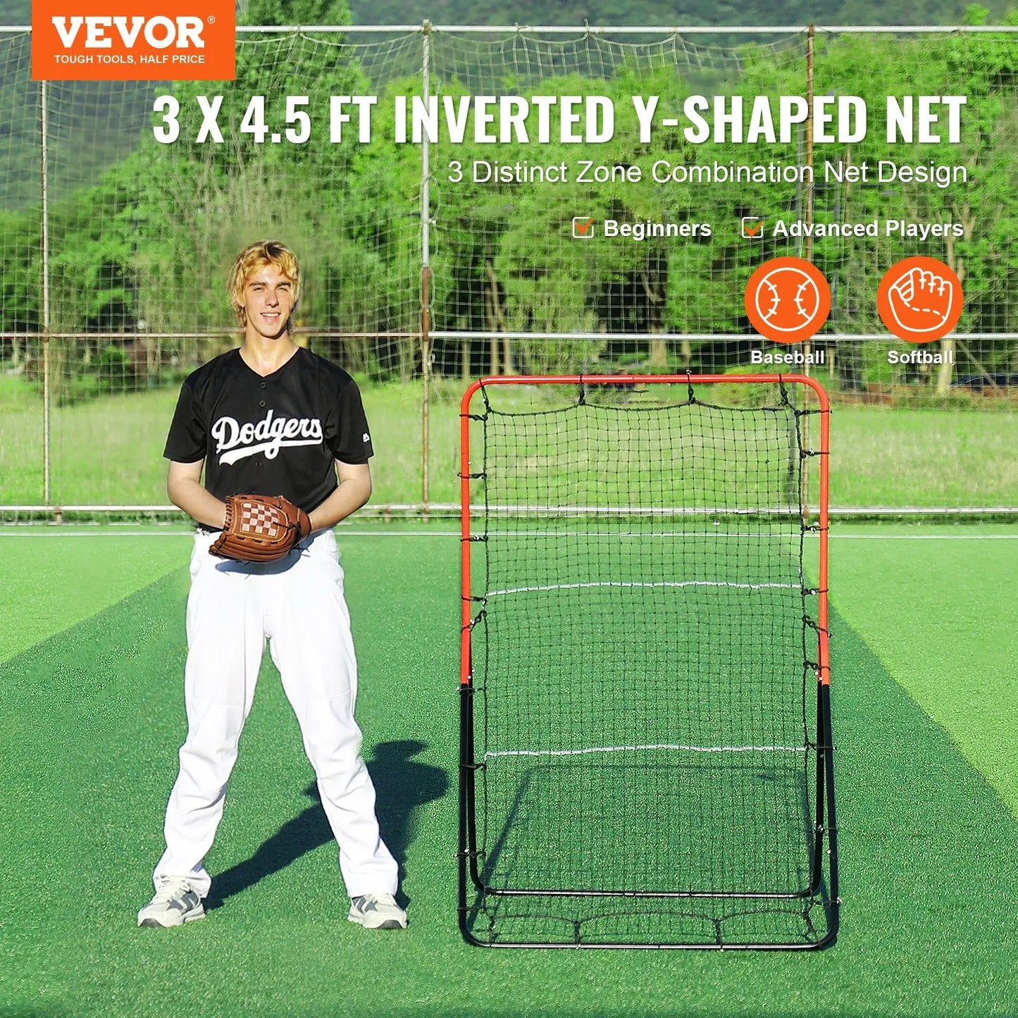 3x4.5 ft PitchBack Baseball And Softball Rebounder Net