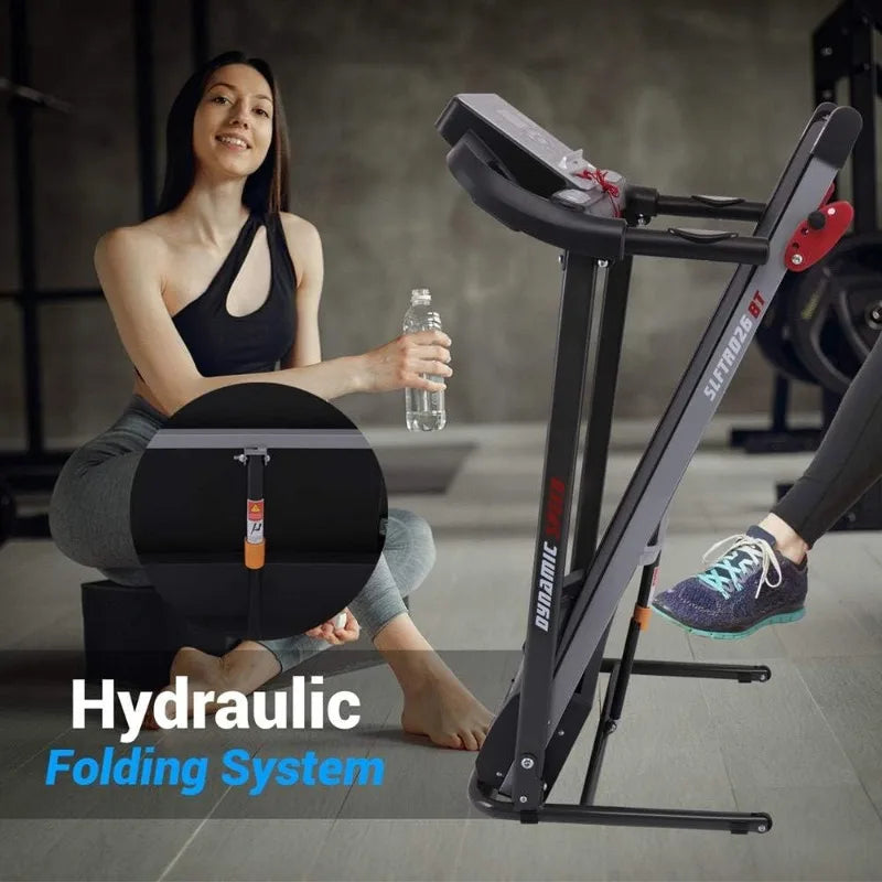 SereneLife Electric Folding Treadmill Exercise Machine - Smart Compact Digital Fitness Treadmill Workout Trainer w