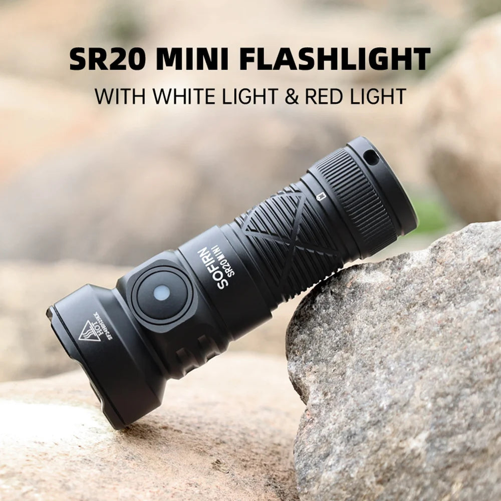 Rechargeable Flashlight 1200lm Powerful EDC Torch CSP2323 LED Light 5700K White and Red Light