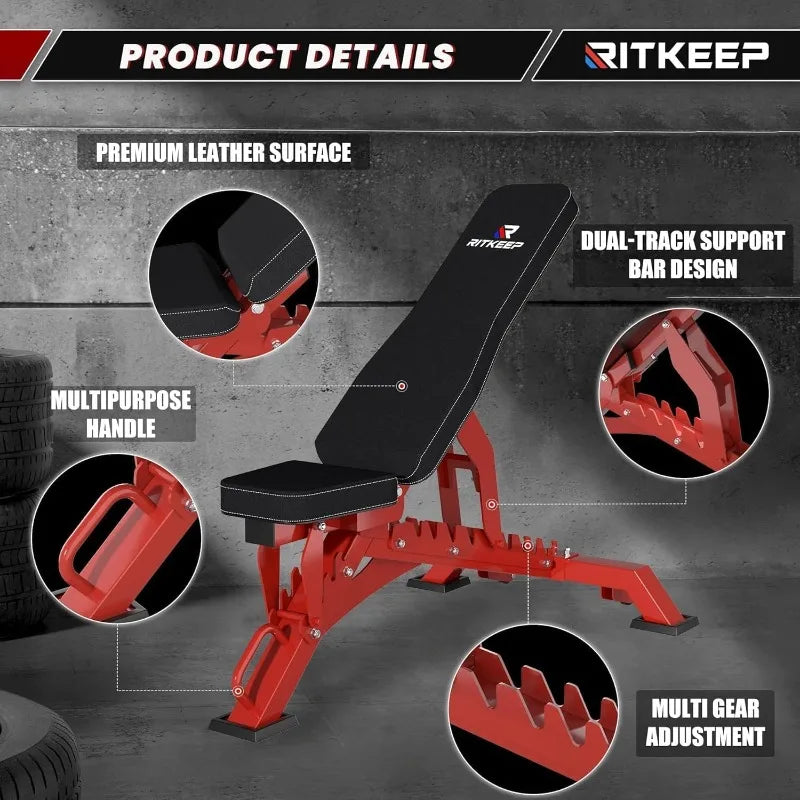 1300lbs Heavy Duty Weight Bench, Adjustable Workout Strength Training