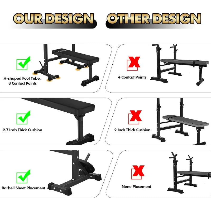 Weight Bench with Squat Rack Workout Bench Adjustable Barbell Rack Stand