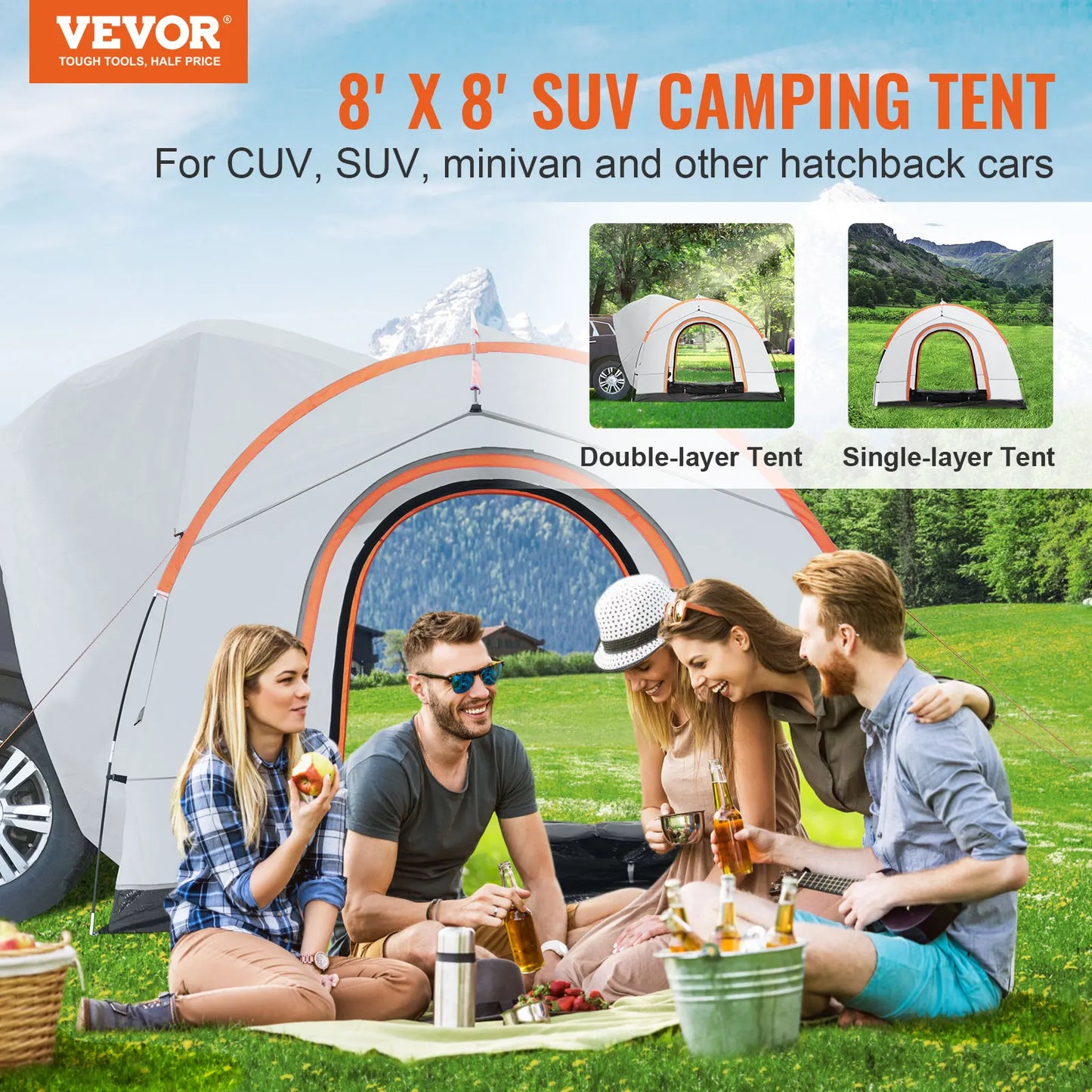 Camping Tent, 8'-8' for SUV