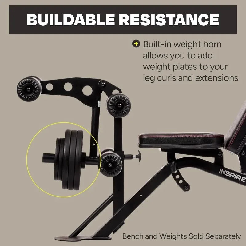Leg Curl Extension Bench Attachment- Heavy Duty Leg Extension with Built-in Weight Horn