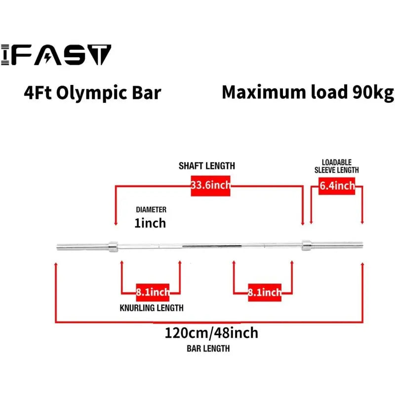 Barbell Bar for 2 Olympic Plates, Home Gym Weightlifting