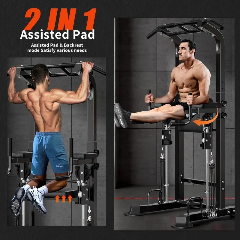 Power Tower Pull Up Bar Station, Height Adjustable Dip Stands, Workout Equipment