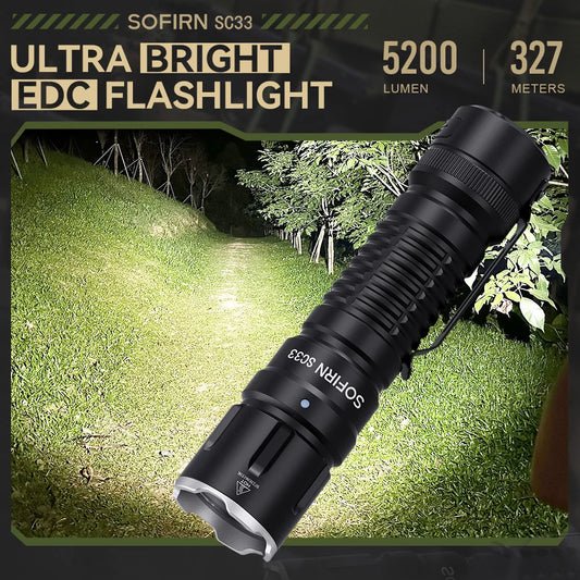 LED Tactical Flashlight  5200lm Powerful Type C Rechargeable Torch E-switch