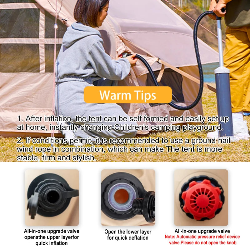 Inflatable Tent for Camping - 6-8 Person Ultra-Quick Setup80.73 Square Feet 4 Season with Stove