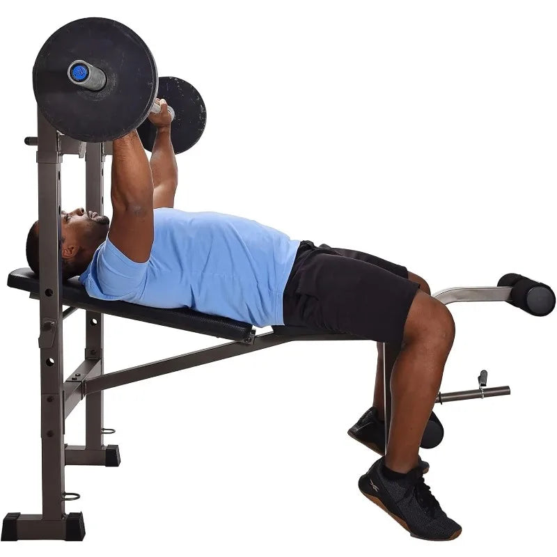 Stamina Adjustable Steel Weights Bench and Barbell Rack Combo Set