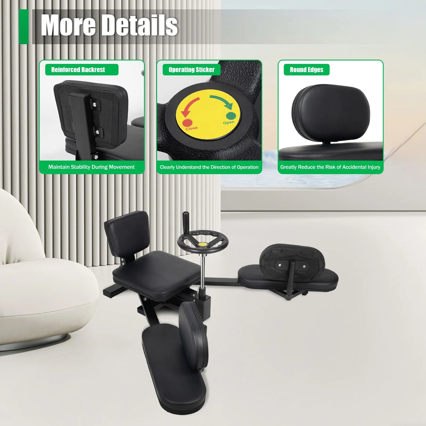 Leg Back Stretcher Splits Stretching With Joint Protection Pads Capacity 100kg