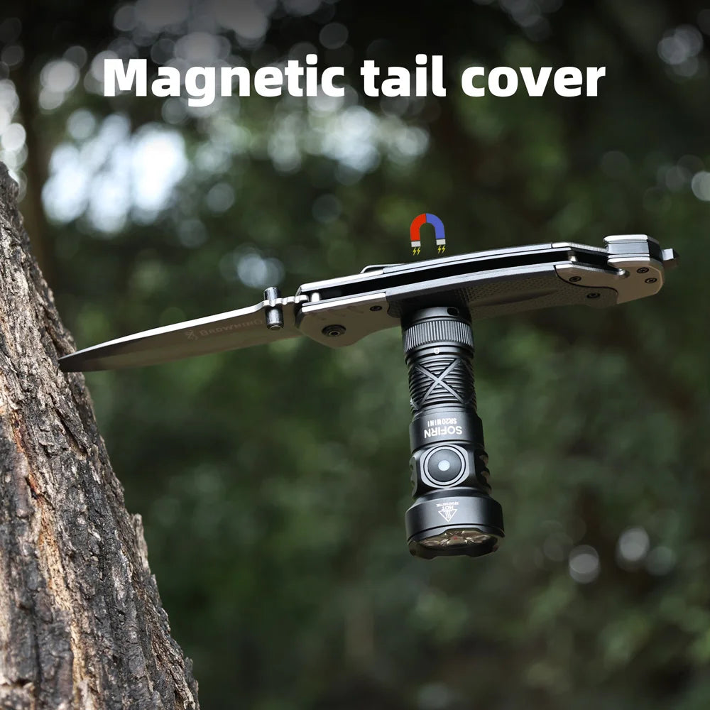 Rechargeable Flashlight 1200lm Powerful EDC Torch CSP2323 LED Light 5700K White and Red Light