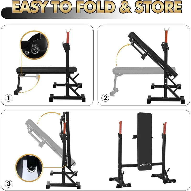 Weight Bench with Squat Rack Workout Bench Adjustable Barbell Rack Stand