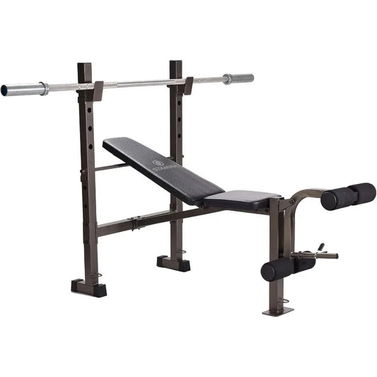 Stamina Adjustable Steel Weights Bench and Barbell Rack Combo Set