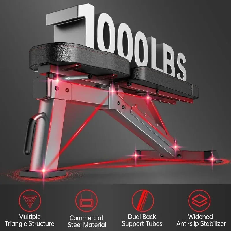 Adjustable Workout Bench Press, Foldable Strength Training