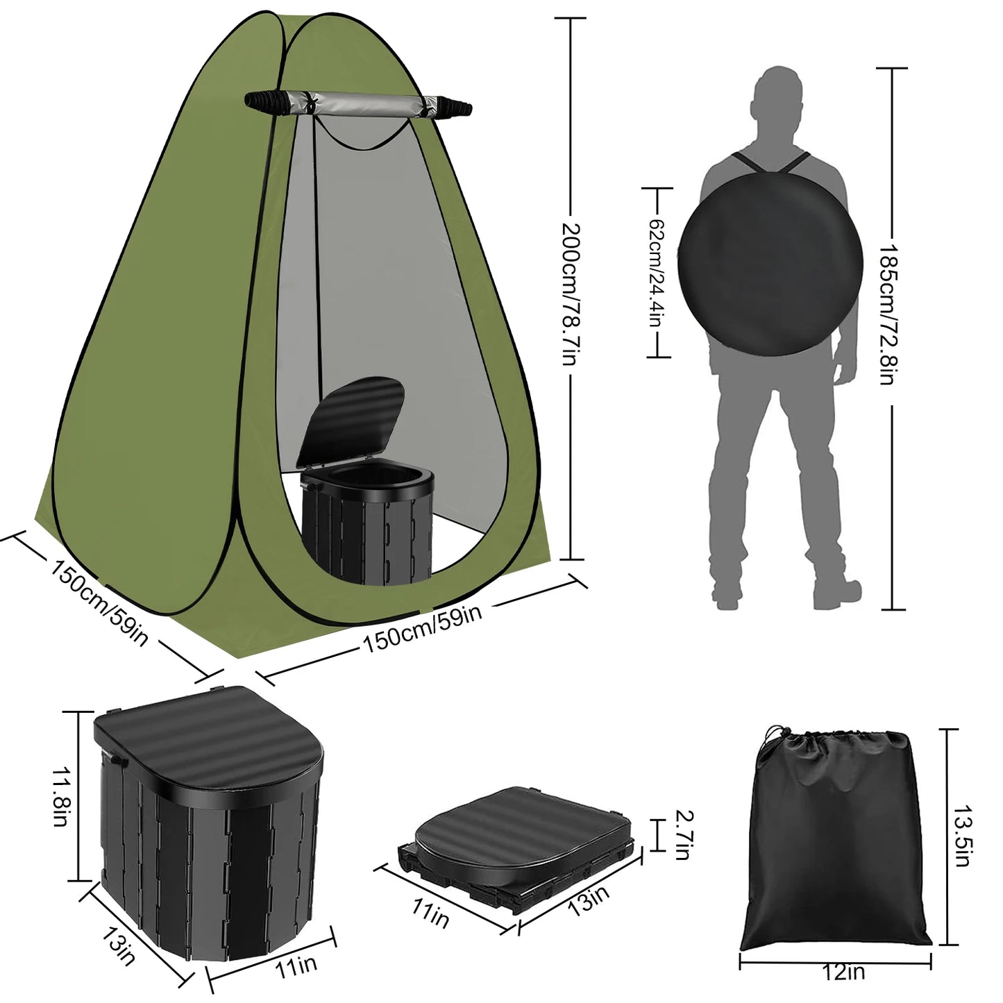 Privacy Tent Large Portable Toilet Potty, Outdoor Camping Shower, Changing Room