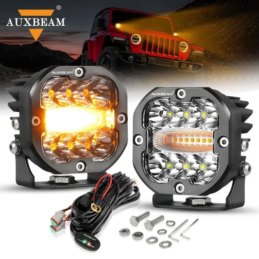 96W 3 inch LED Work Light Driving Fog Lamp Light Pod with Memory Function 6 Modes for Offroad