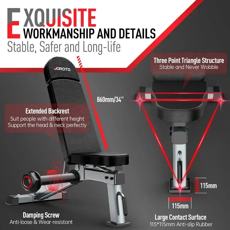Adjustable Workout Bench Press, Foldable Strength Training