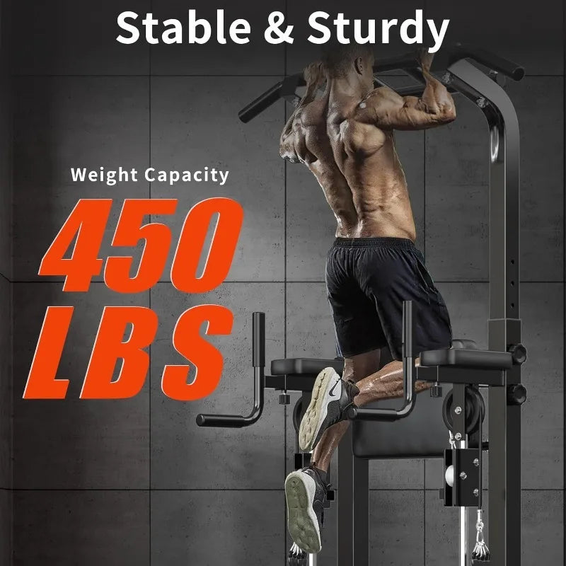 Power Tower Pull Up Bar Station, Height Adjustable Dip Stands, Workout Equipment