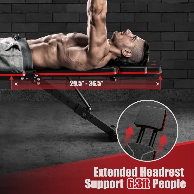 Workout Bench Press for Home Gym, Foldable Incline Decline Sit up