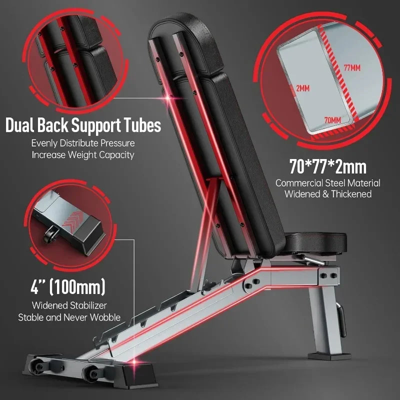 Adjustable Workout Bench Press, Foldable Strength Training