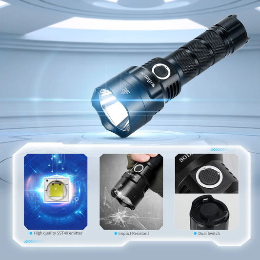 Powerful LED Flashlight 21700 SST40 18650 With Power Indicator Lantern Torch 2 Groups Ramping SOS Beacon Outdoor