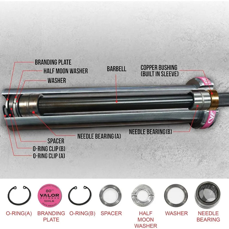 Fitness Barbells - 80in  35lb  25mm Weight Bar Weightlifting Power Lifting