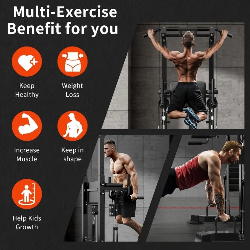 Power Tower Pull Up Bar Station, Height Adjustable Dip Stands, Workout Equipment