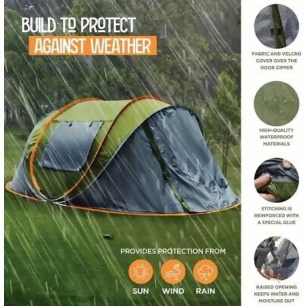 4-Person Easy Pop Up Tent with 2 Doors Waterproof