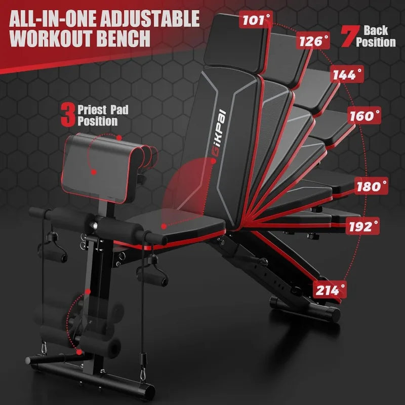 Workout Bench Press for Home Gym, Foldable Incline Decline Sit up