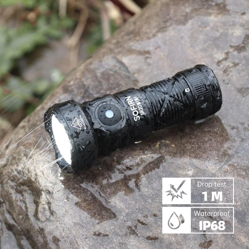 Rechargeable Flashlight 1200lm Powerful EDC Torch CSP2323 LED Light 5700K White and Red Light