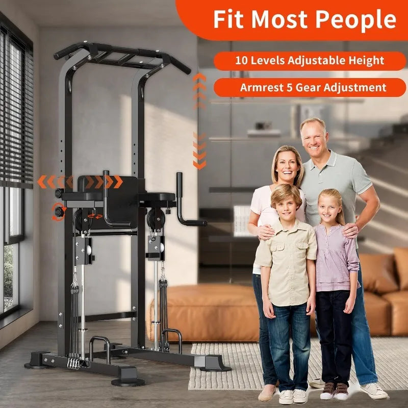 Power Tower Pull Up Bar Station, Height Adjustable Dip Stands, Workout Equipment