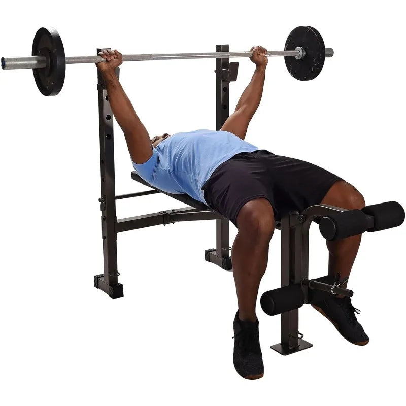 Stamina Adjustable Steel Weights Bench and Barbell Rack Combo Set
