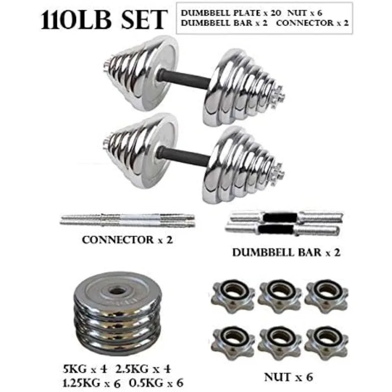 Cast Iron Adjustable Dumbbell Barbell Set.